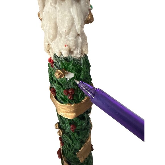 2 Vintage Christmas Santa Pencil Primitive Folk Art Collectible Resin Figurines - Picture 8 of 9